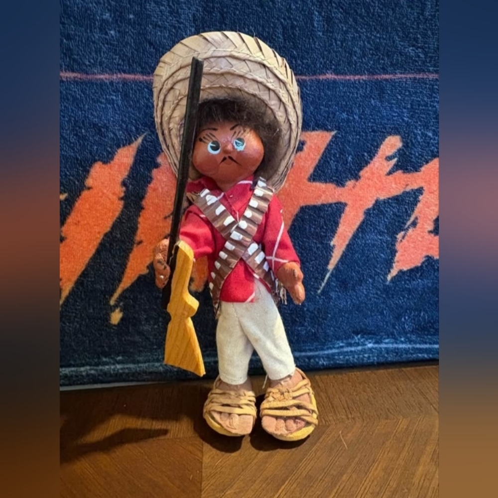 Vintage Handmade Mexican Folk Art Paper Mache Puppet Doll